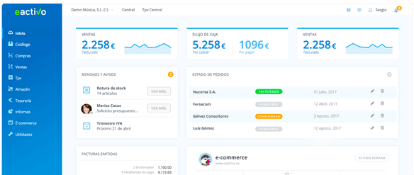 Captura del software de facturación eactivo